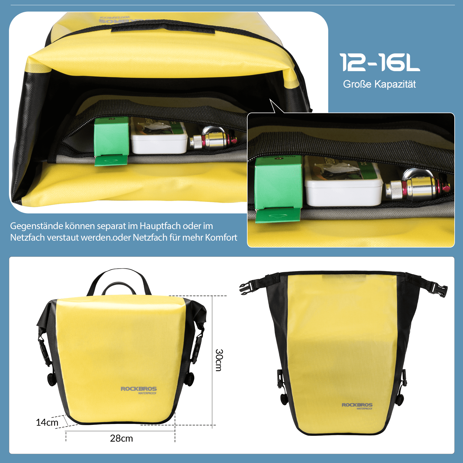 ROCKBROS Wasserdichte Gepäckträgertasche 12-16L