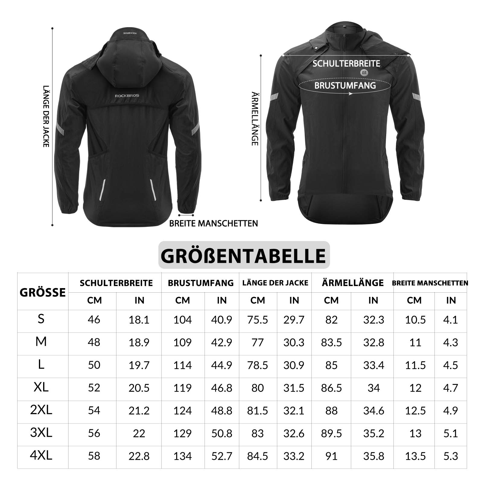 ROCKBROS Winddichte Fahrrad Jacke mit abnehmbarem Ärmel Softshelljacke