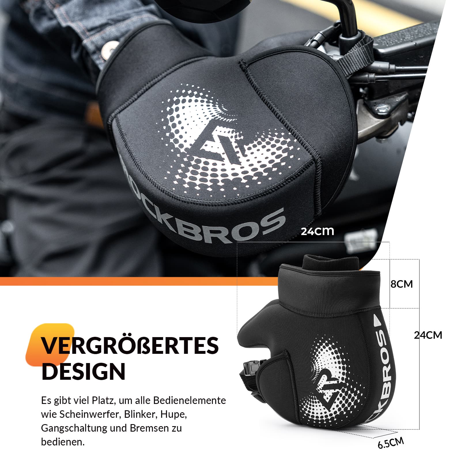 ROCKBROS Winter Lenkerstulpen Winddicht Motorrad Handschuhe Schwarz