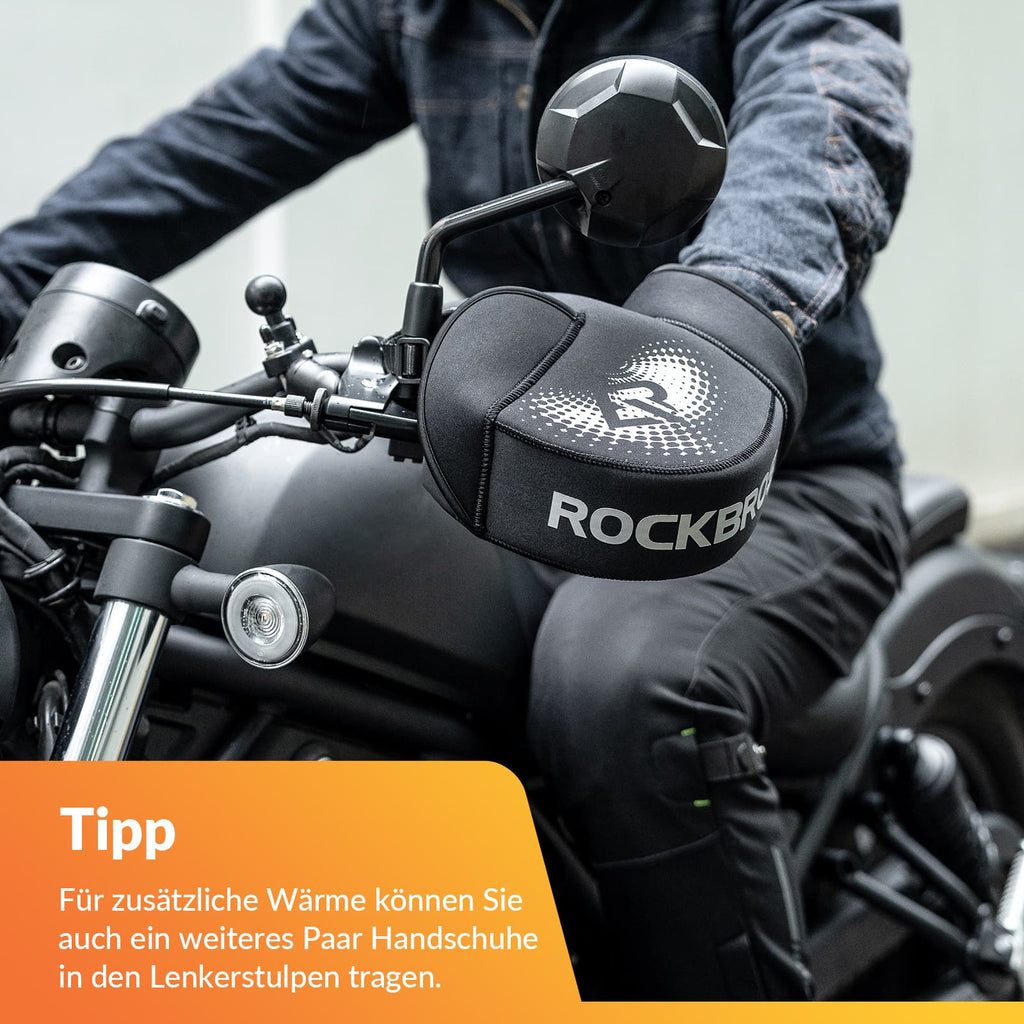 ROCKBROS Winter Lenkerstulpen Winddicht Motorrad Handschuhe Schwarz