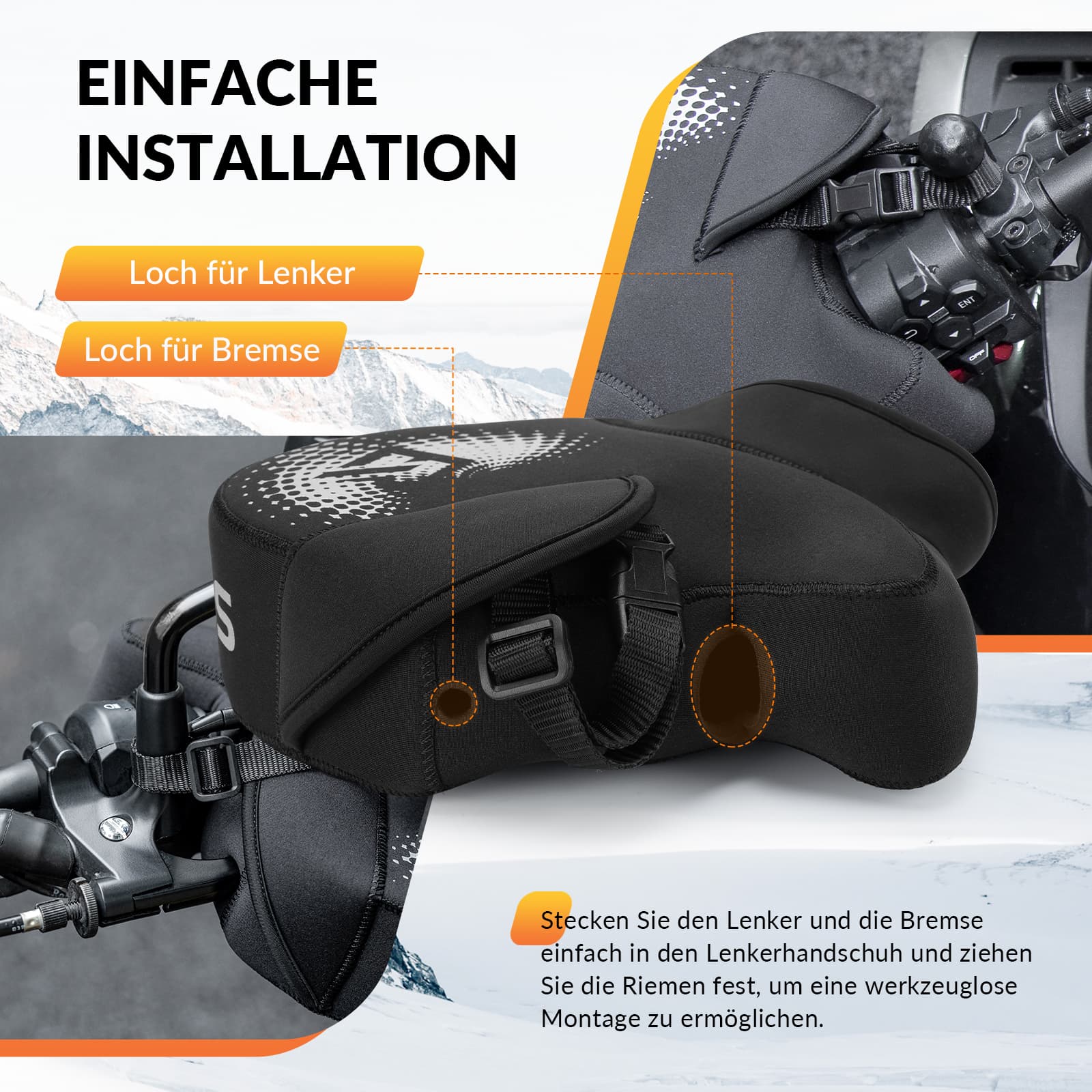 ROCKBROS Winter Lenkerstulpen Winddicht Motorrad Handschuhe Schwarz
