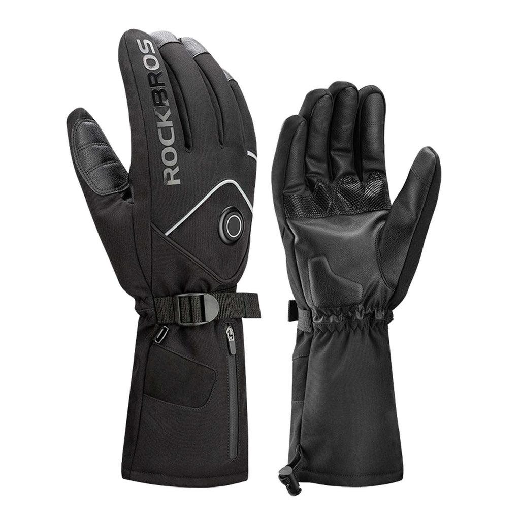 ROCKBROS Winter Skihandschuhe Wiederaufladbare Beheizte Handschuhe Schwarz