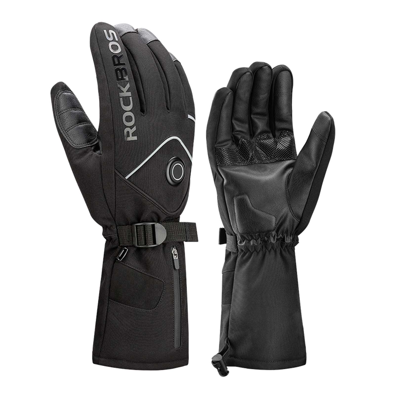 ROCKBROS Winter Skihandschuhe Wiederaufladbare Beheizte Handschuhe Schwarz