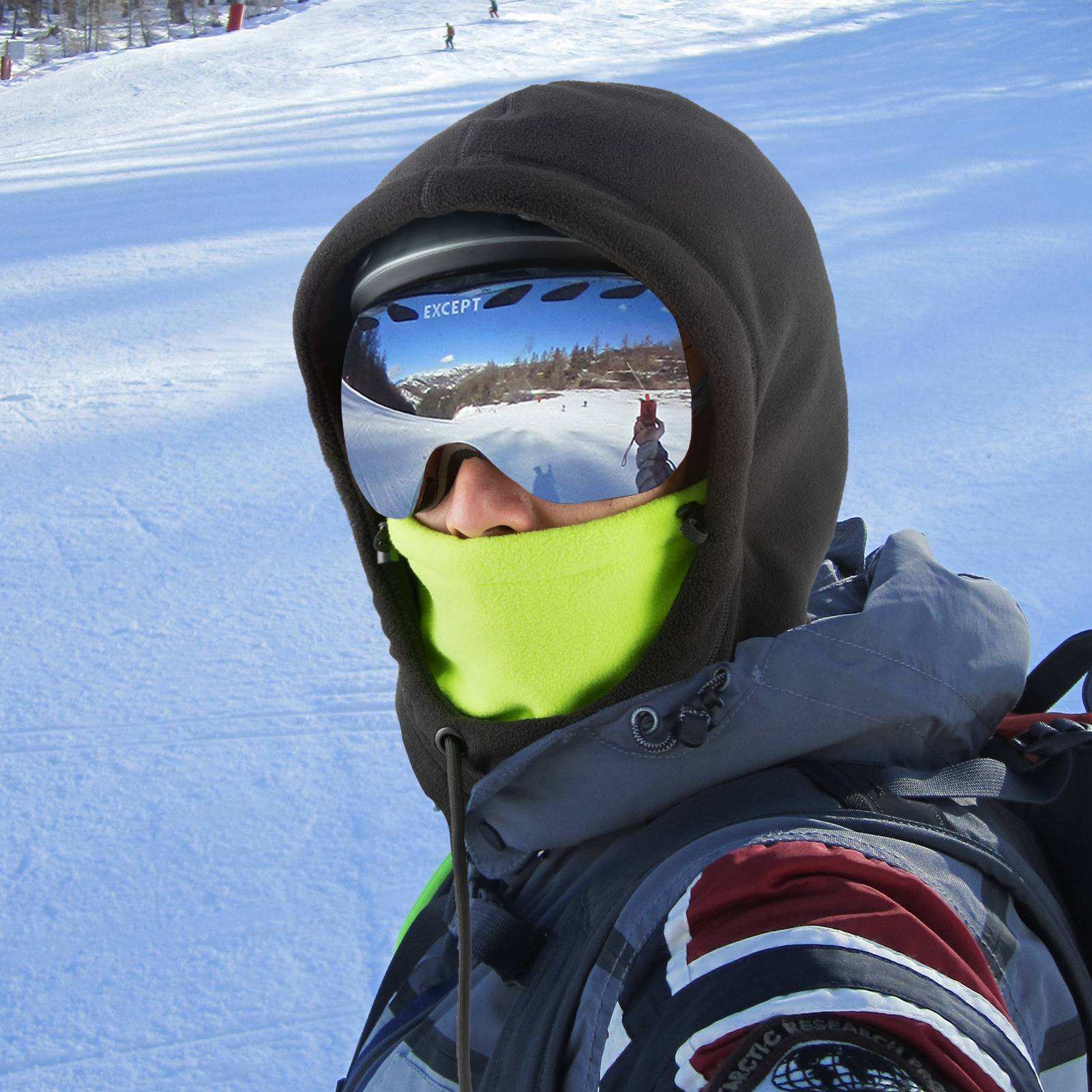 ROCKBROS Winter Skimaske Vlies Balaclava für Frauen und Männer Schwarz Grün