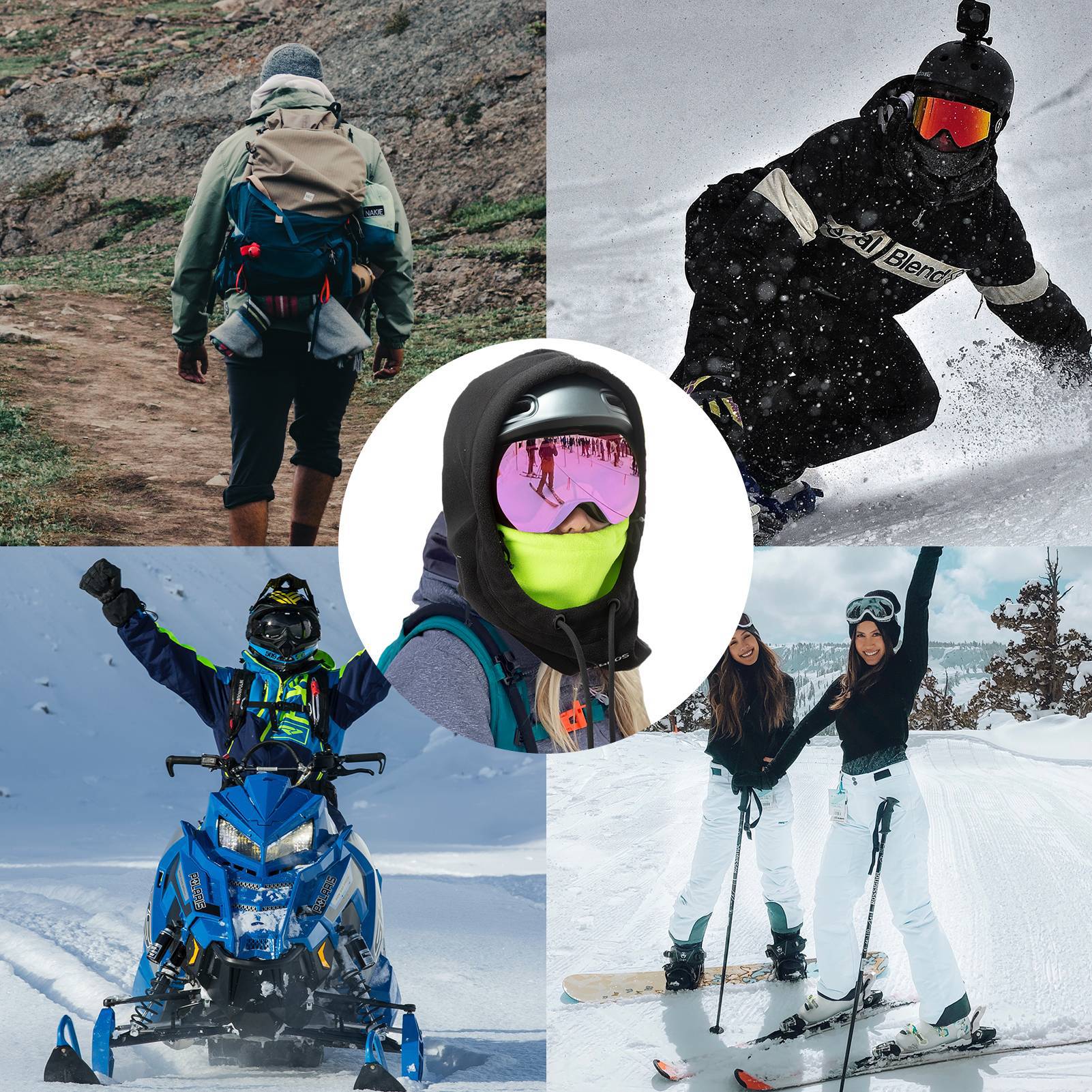 ROCKBROS Winter Skimaske Vlies Balaclava für Frauen und Männer Schwarz Grün