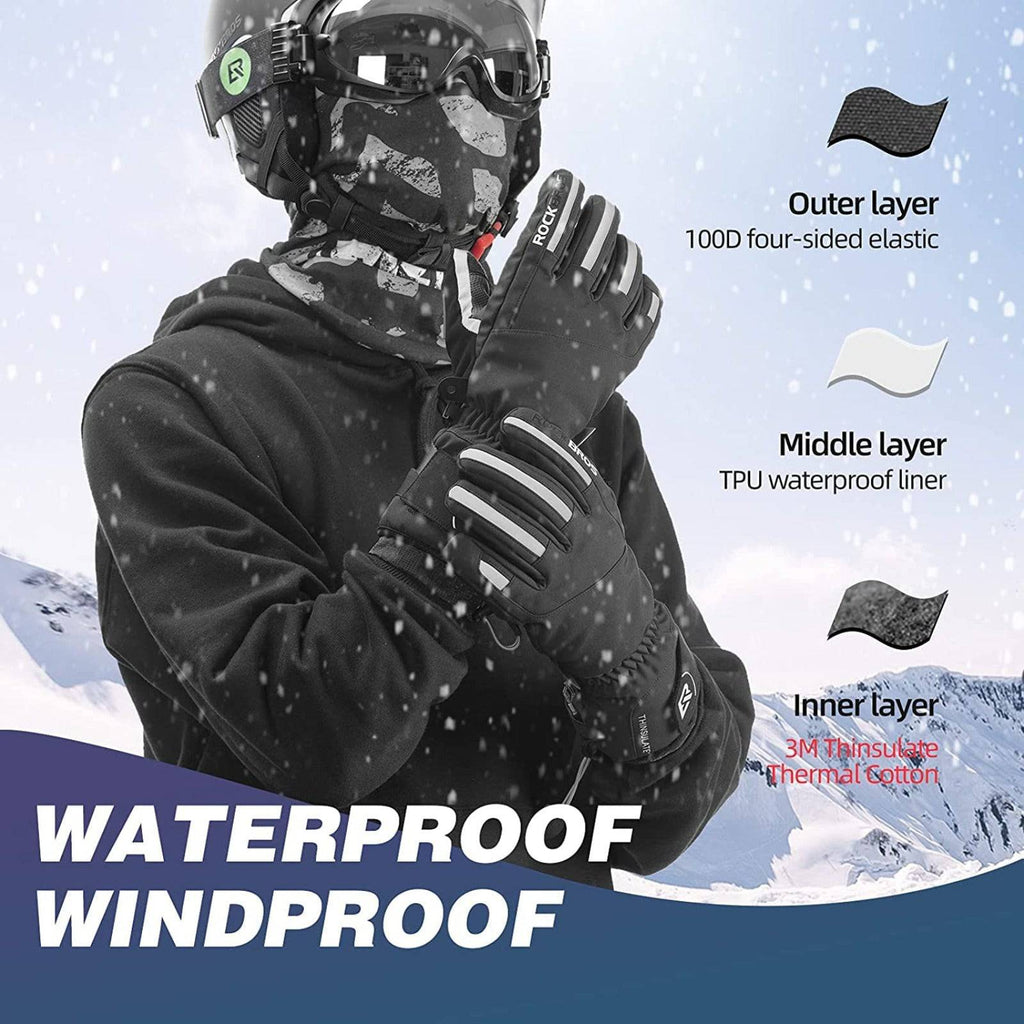 ROCKBROS Winterhandschuhe Fahrradhandschuhe Herren Winddicht M-2XL