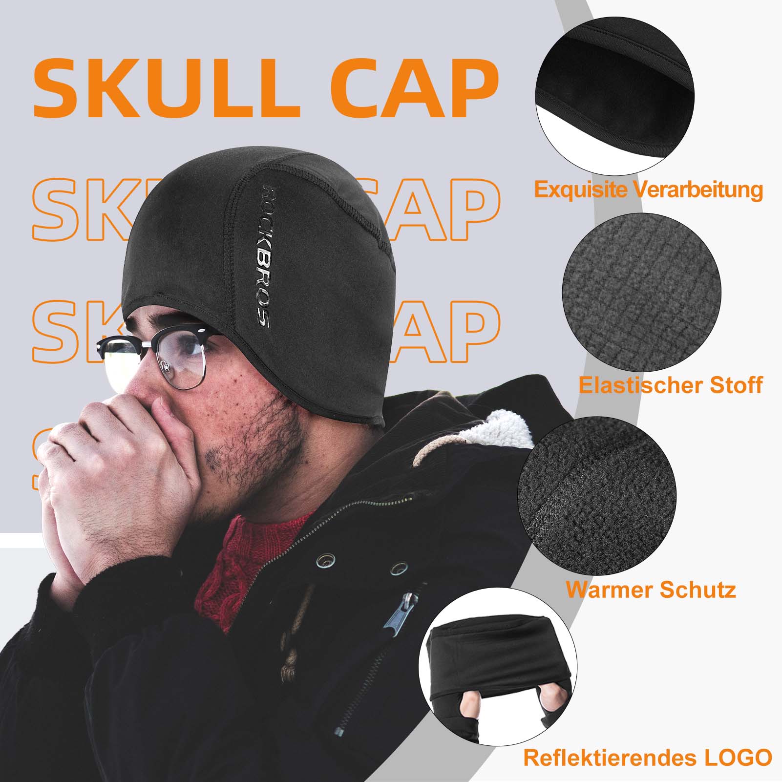 ROCKBROS Wintermütze Warm Strickmütze für Radfahren & Skifahren Schwarz