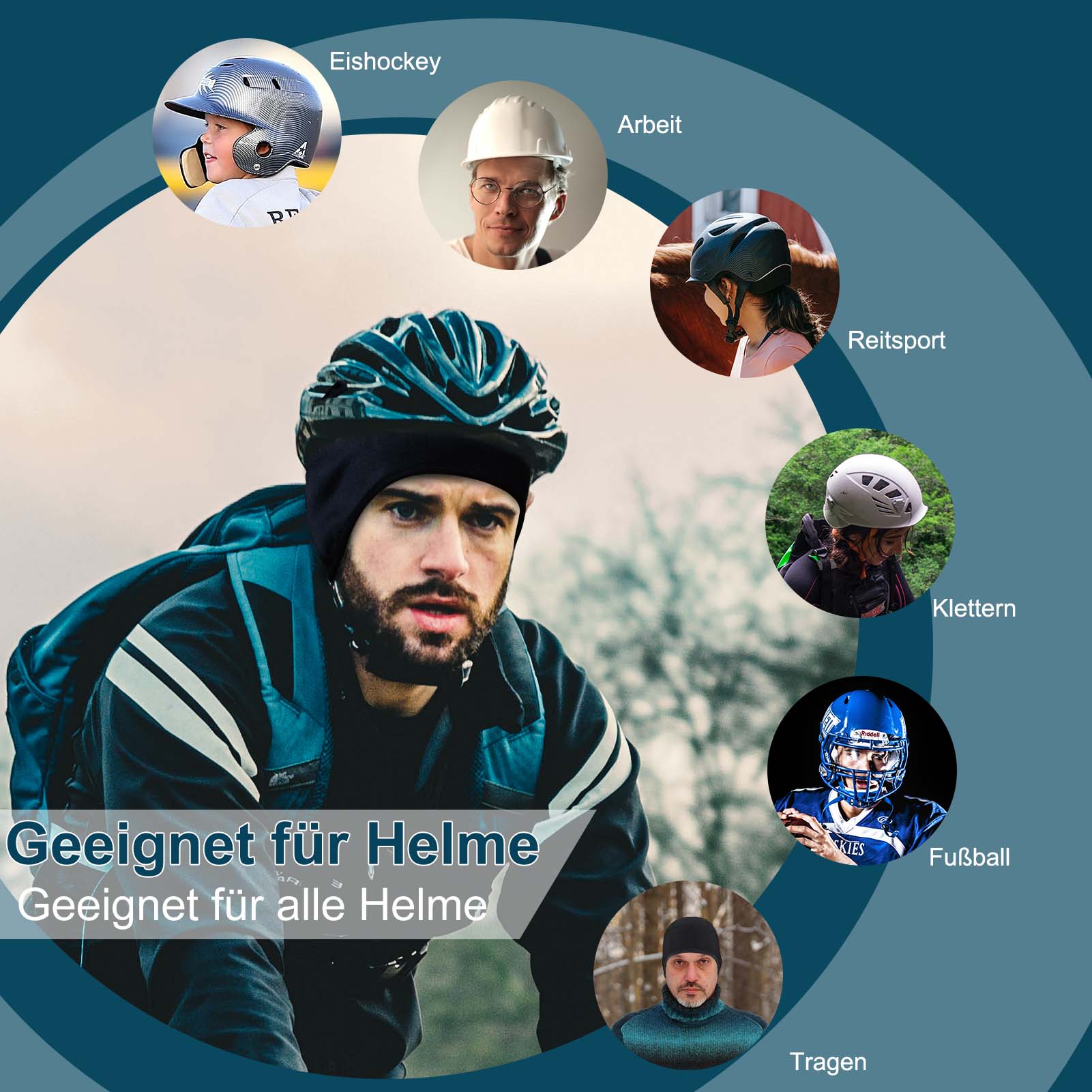 ROCKBROS Wintermütze Warm Strickmütze für Radfahren & Skifahren Schwarz