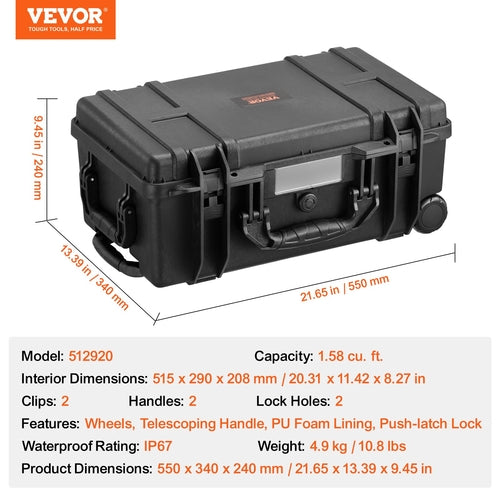 Weatherproof Hard Case, Heavy Duty Protective Dry Box Case with